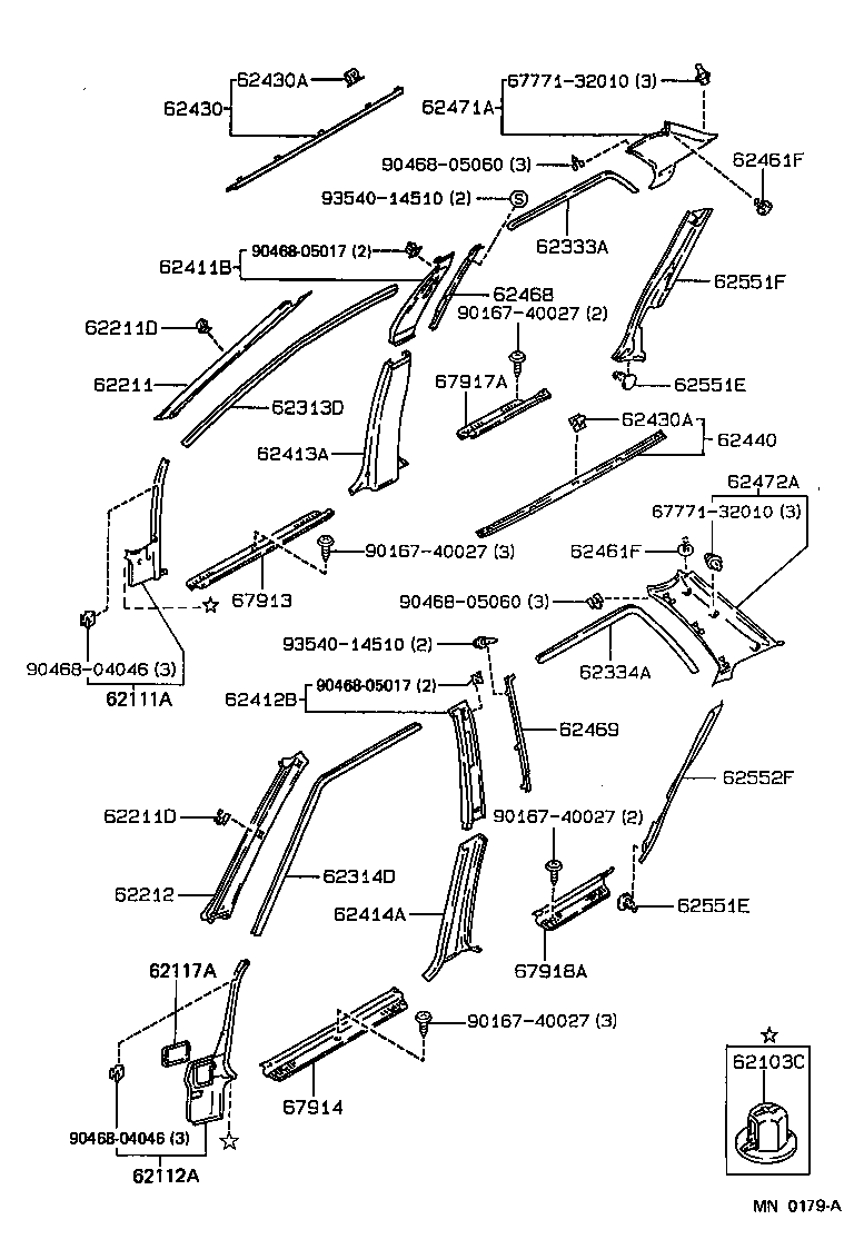 Toyota 62211-12210-06 GARNISH, FRONT PILLAR, RH