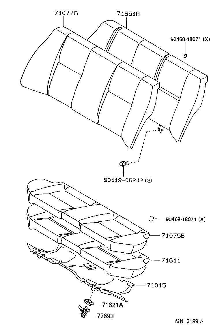 Toyota 71305-12090 HINGE SUB-ASSY, REAR SEAT BACK, CENTER
