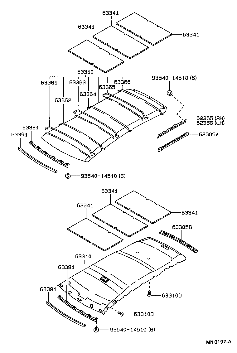 62355-13010 RETAINER, QUARTER WINDOW INSIDE TRIM, RH product image