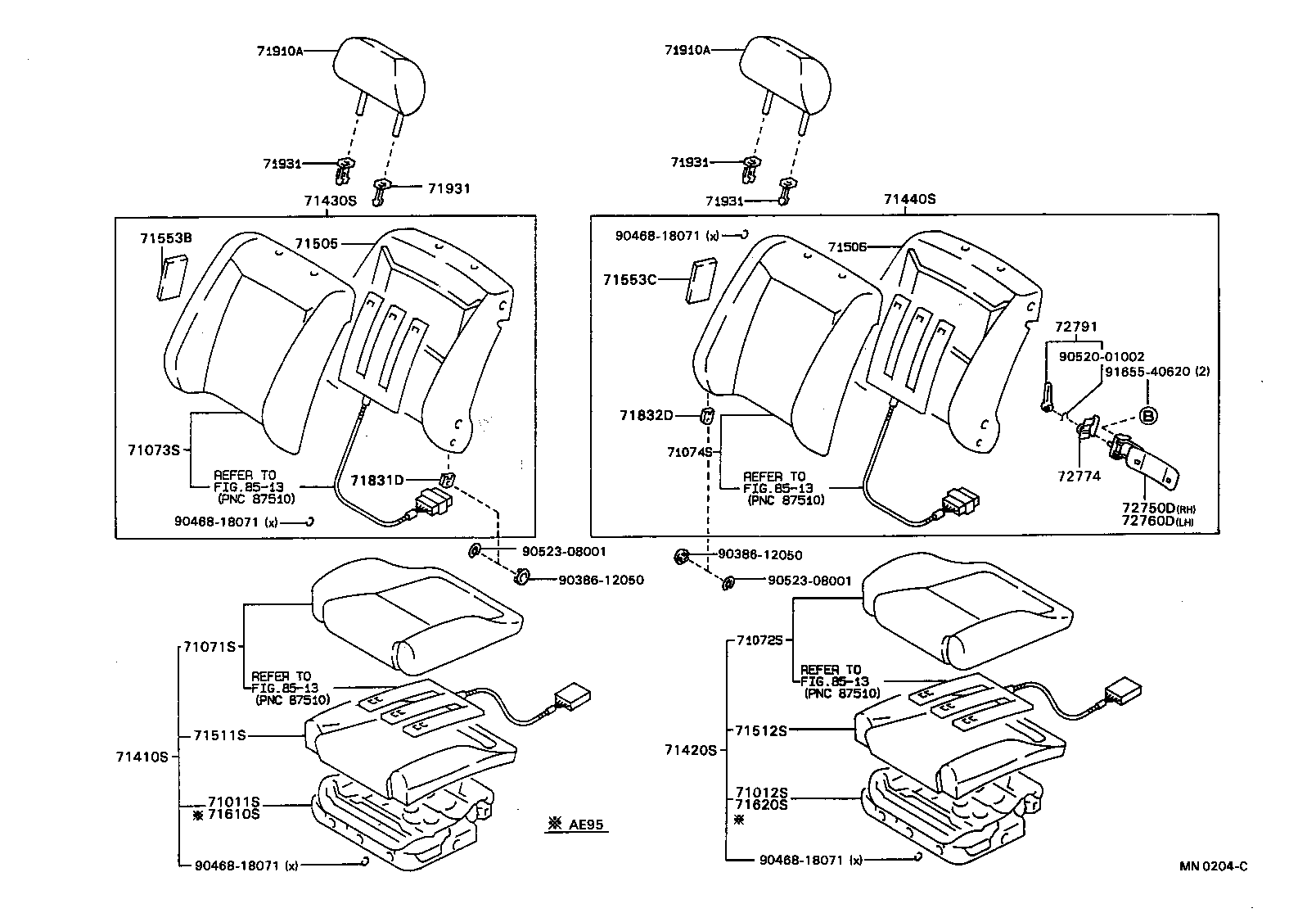 71630-12490 SPRING ASSY, FRONT SEAT BACK, RH(FOR SEPARATE TYPE) product image