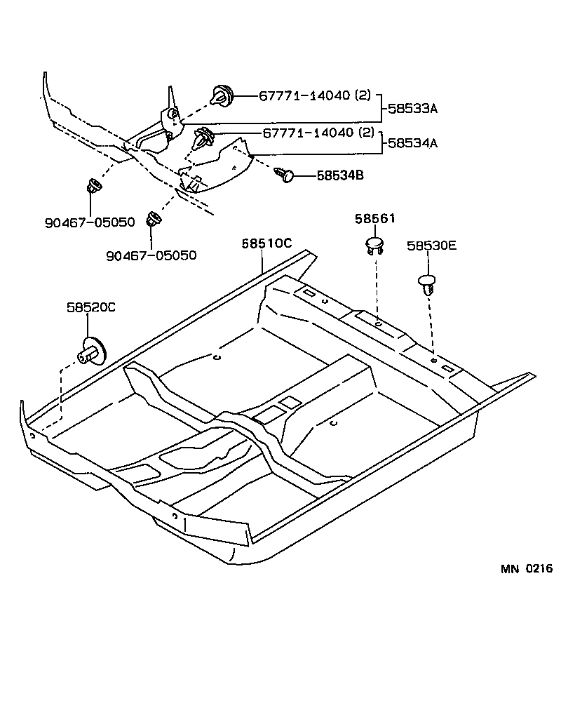 58561-12010 RETAINER, FLOOR MAT, NO.1 product image