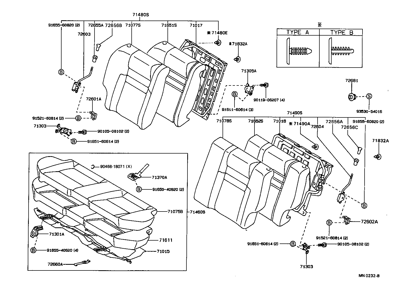 71480-1H830-04 BACK ASSY, REAR SEAT, RH (FOR SEPARATE TYPE) product image