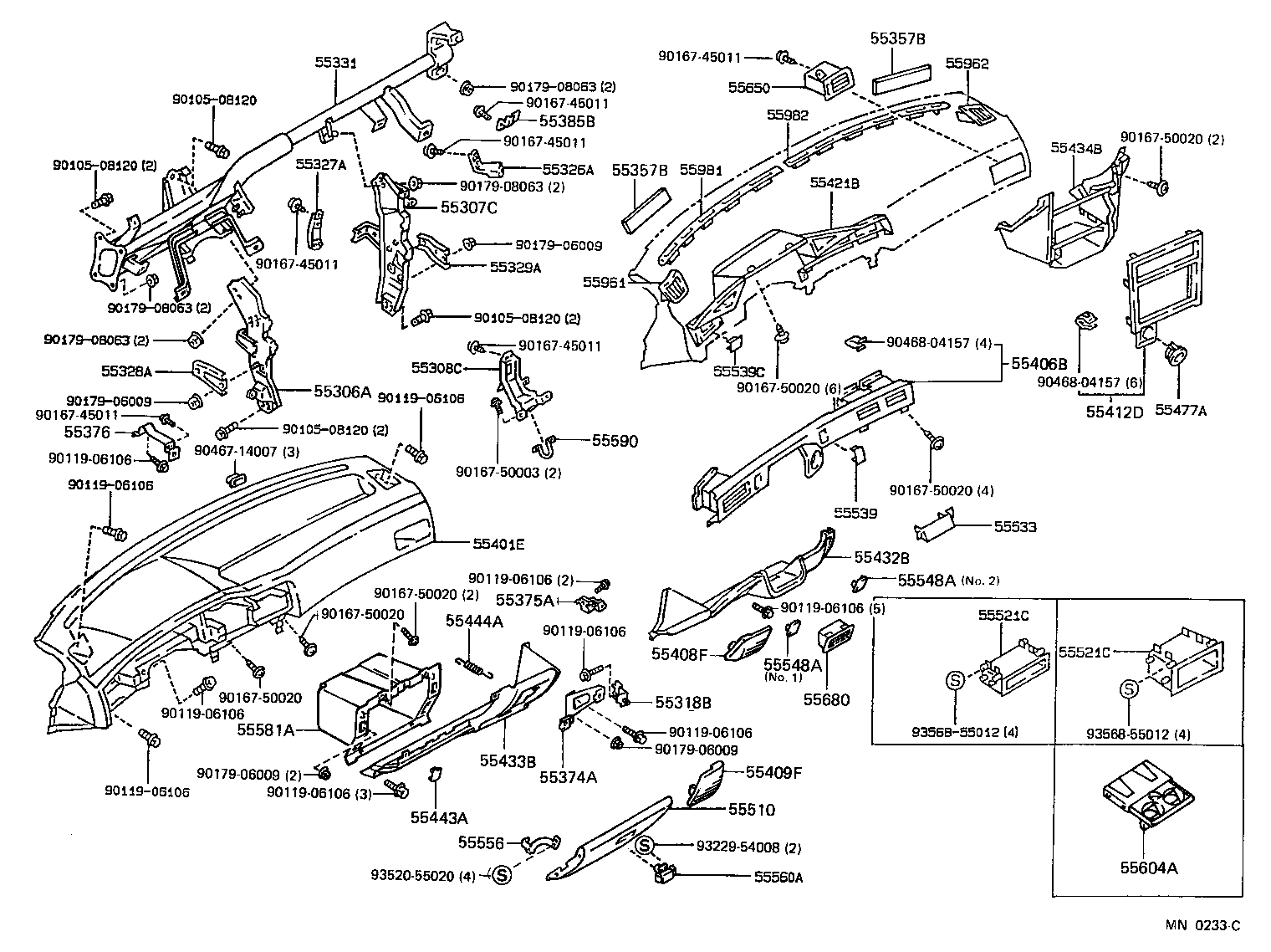 Toyota 55981-12020-04 GARNISH, DEFROSTER NOZZLE, NO.1