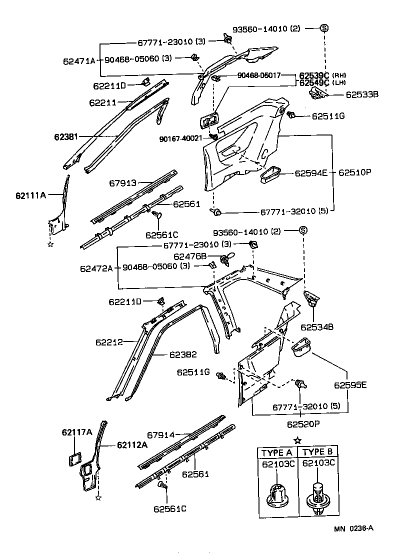 Toyota 62211-12230-06 GARNISH, FRONT PILLAR, RH