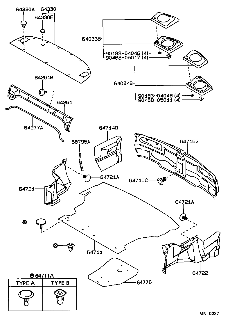 90467-08046-32 CLIP(FOR PACKAGE TRAY TRIM PANEL) product image