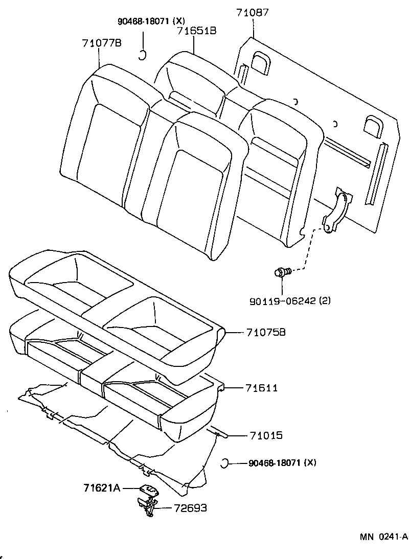 Toyota 71305-12080 HINGE SUB-ASSY, REAR SEAT BACK, CENTER