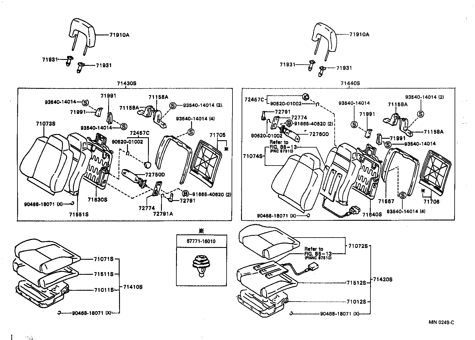 71630-12490 SPRING ASSY, FRONT SEAT BACK, RH(FOR SEPARATE TYPE) product image