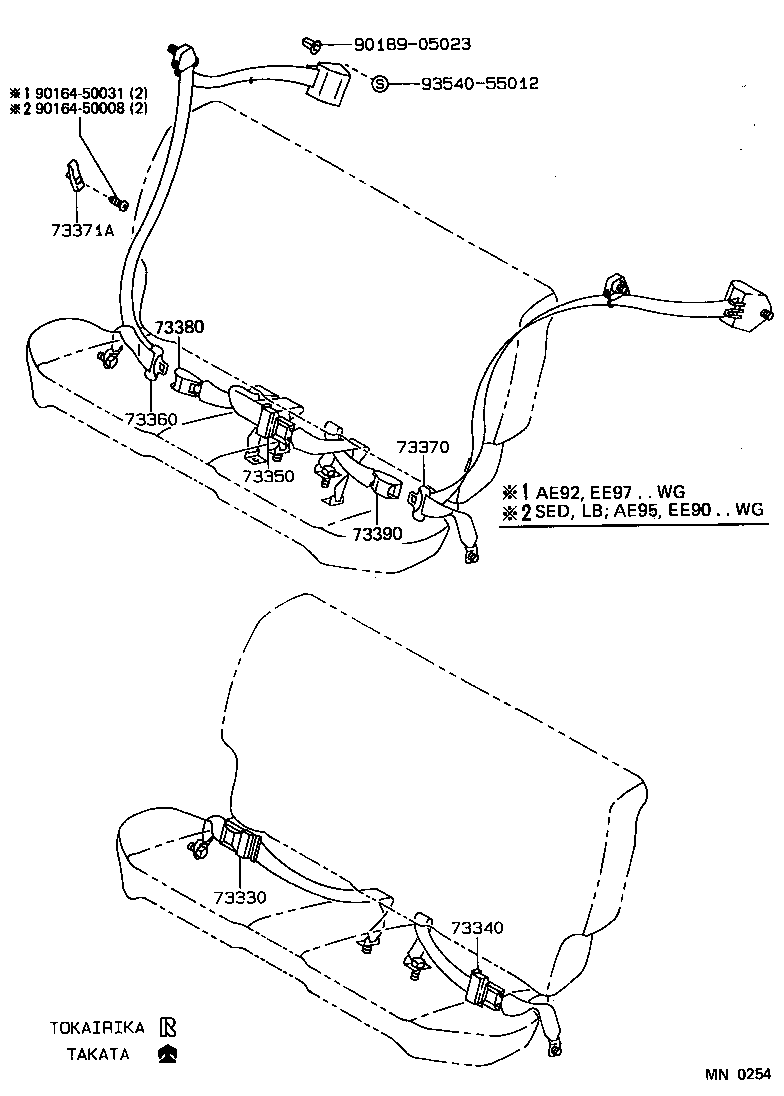 73330-12440-06 BELT ASSY, REAR SEAT LAP TYPE, RH product image
