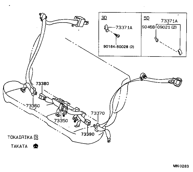 73360-12331-04 BELT ASSY, REAR SEAT 3 POINT TYPE, OUTER RH product image