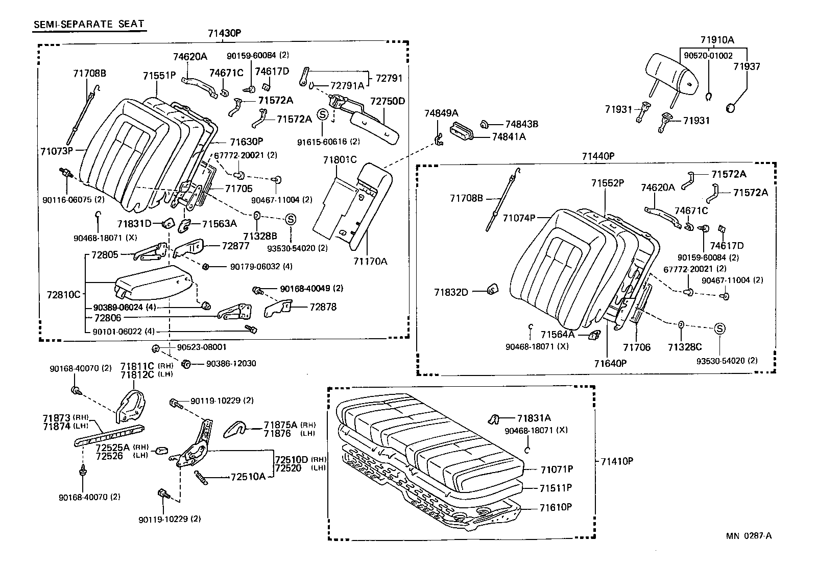 71630-30770 SPRING ASSY, FRONT SEAT BACK, RH(FOR SEPARATE TYPE) product image