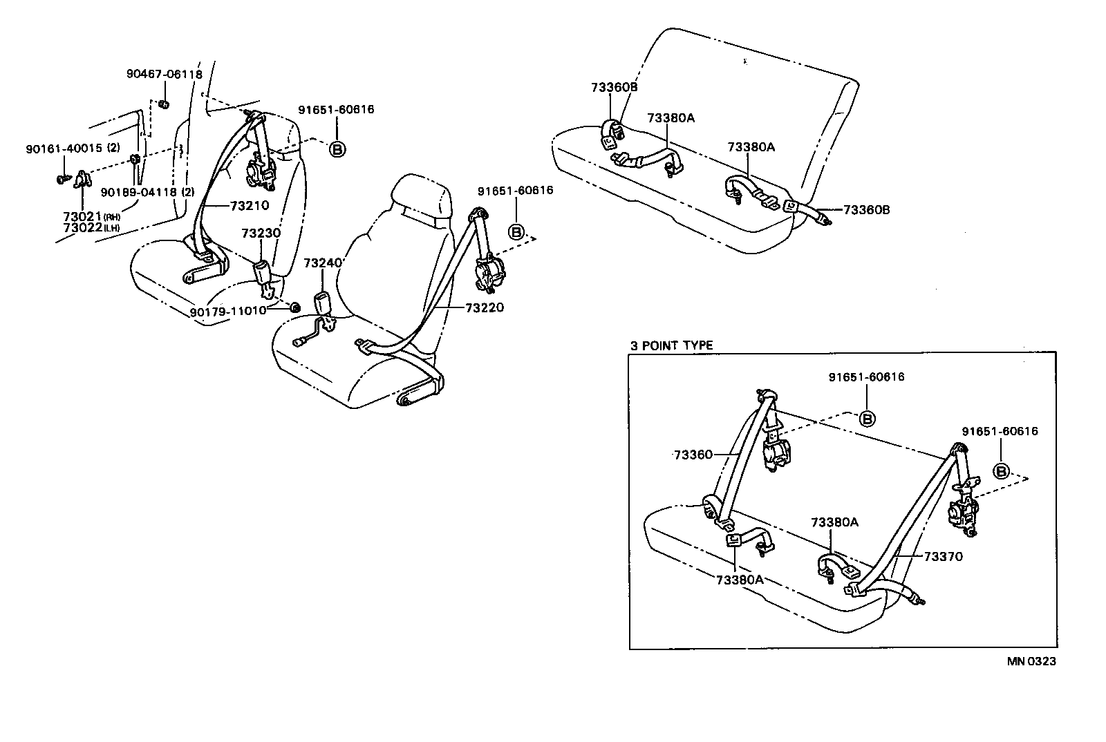 73240-20110-04 BELT ASSY, FRONT SEAT INNER, LH product image
