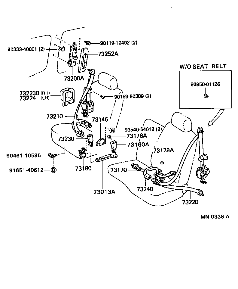 73210-26080 BELT ASSY, FRONT SEAT OUTER, RH product image