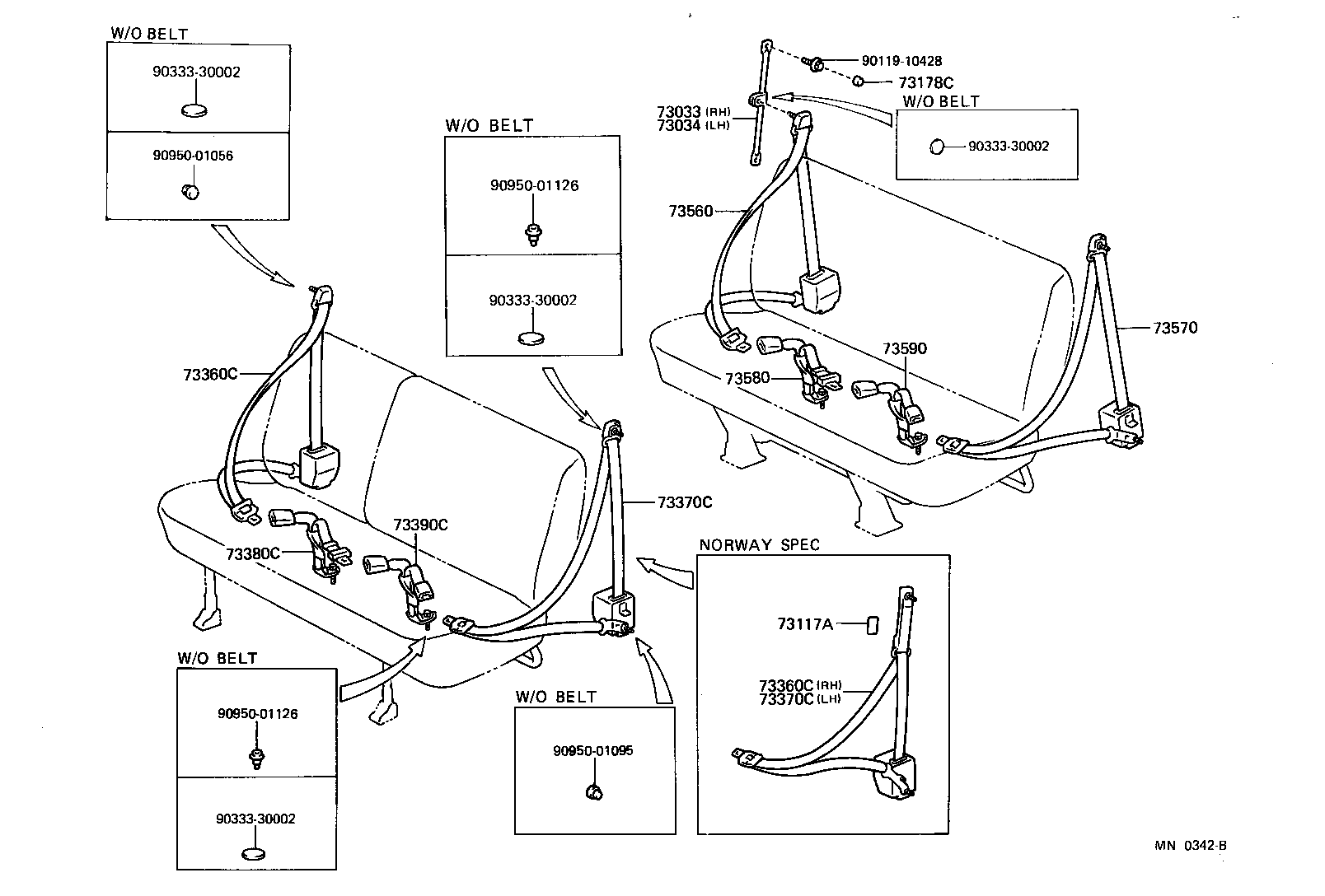 73210-26080 BELT ASSY, FRONT SEAT OUTER, RH product image