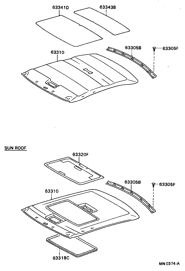 Toyota 63310-2B050-03 HEADLINING ASSY, ROOF