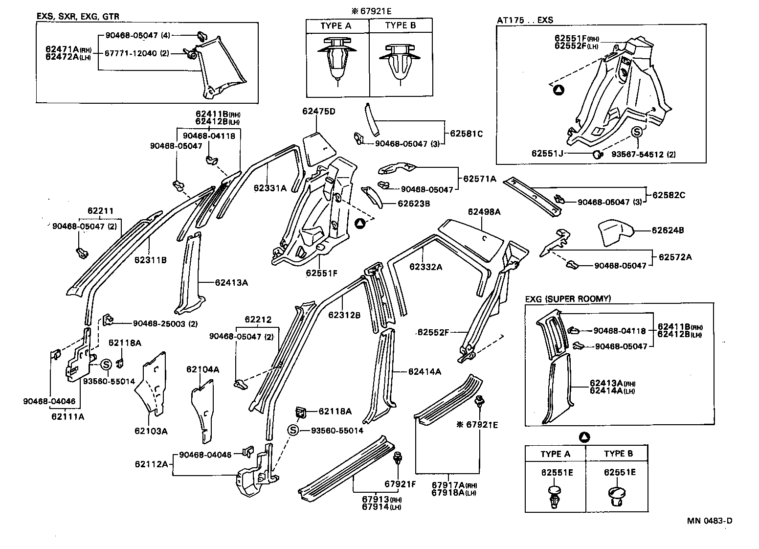 62403-94700 GARNISH, CENTER PILLAR, LOWER RH product image
