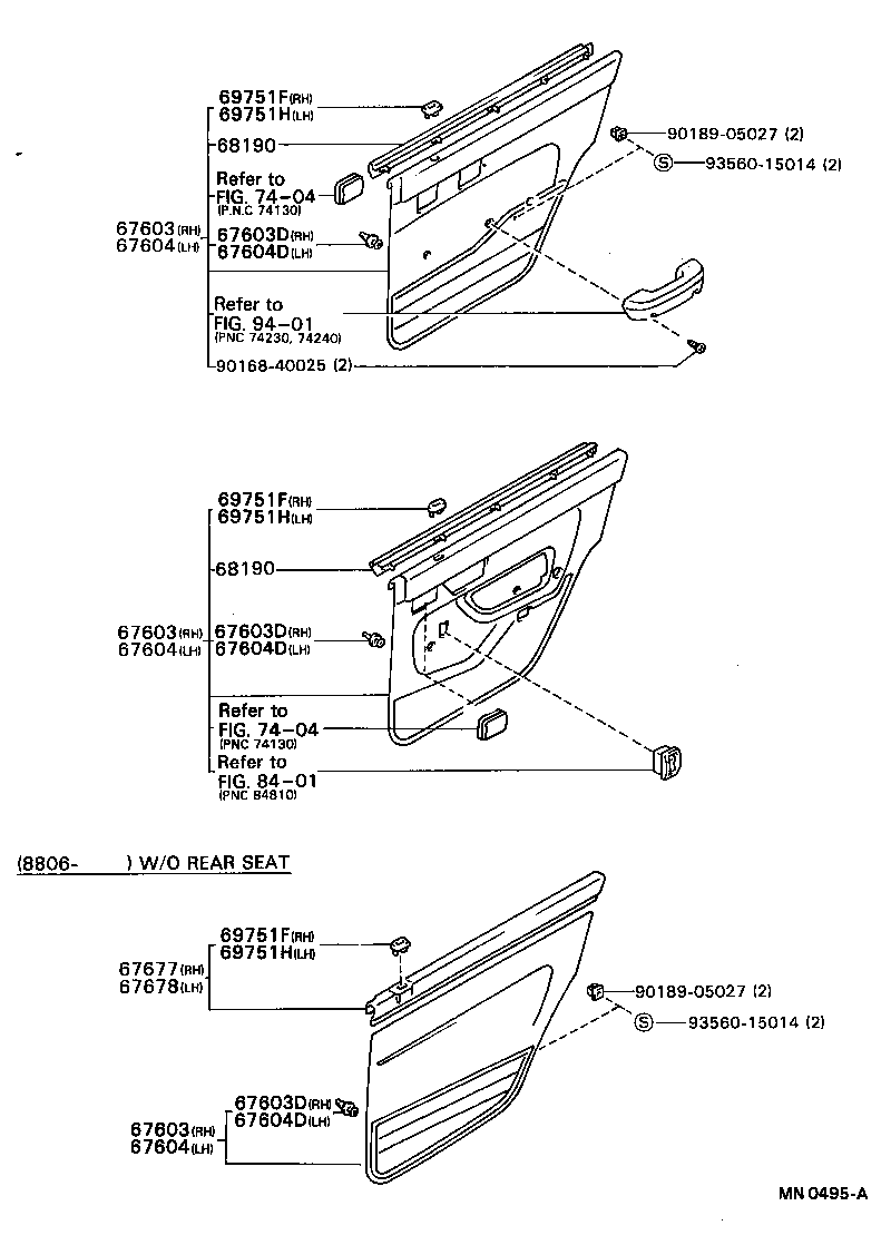 68113-95503 GLASS SUB-ASSY, REAR DOOR, RH product image