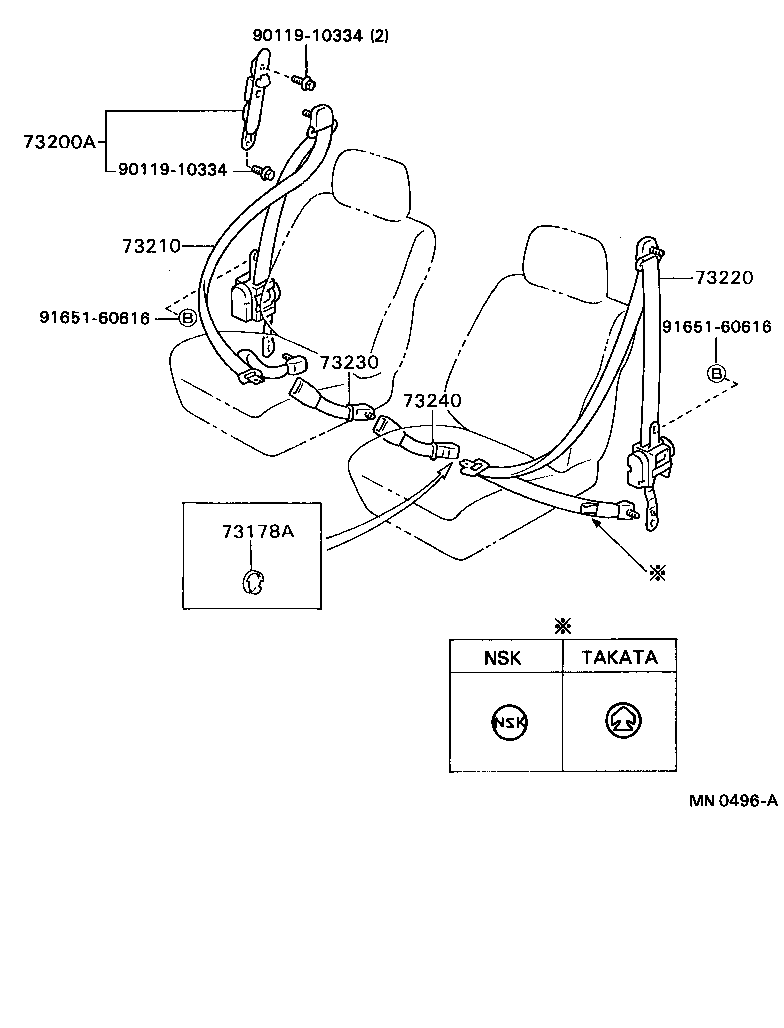 73330-20360-06 BELT ASSY, REAR SEAT LAP TYPE, RH product image