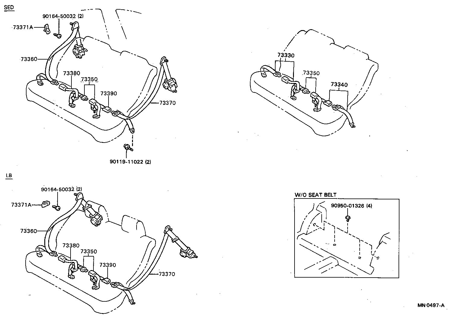 73330-20360-06 BELT ASSY, REAR SEAT LAP TYPE, RH product image
