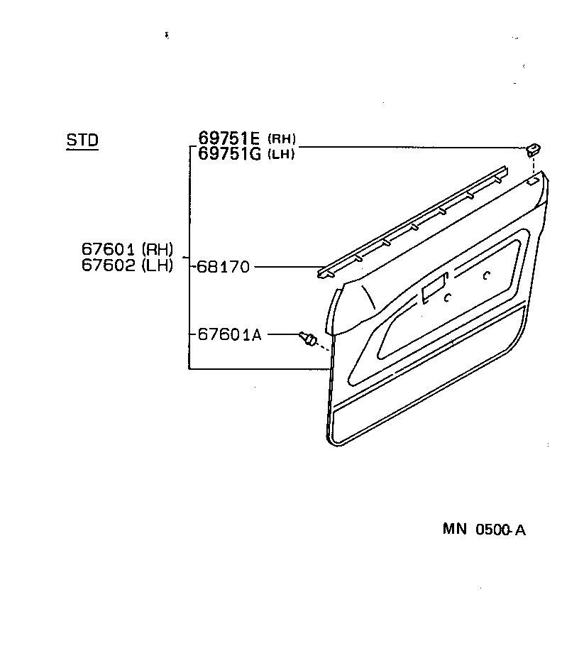 68101-12550 GLASS SUB-ASSY, FRONT DOOR, RH product image