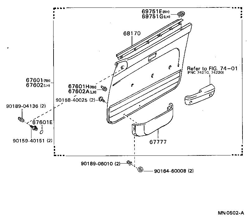 67491-20150 GARNISH, FRONT DOOR LOWER FRAME BRACKET, RH product image