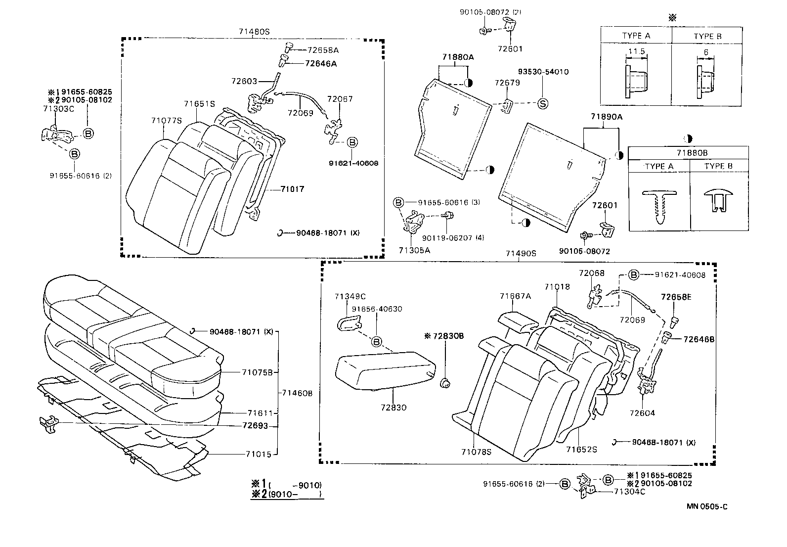71015-20360 FRAME SUB-ASSY, REAR SEAT CUSHION, RH product image