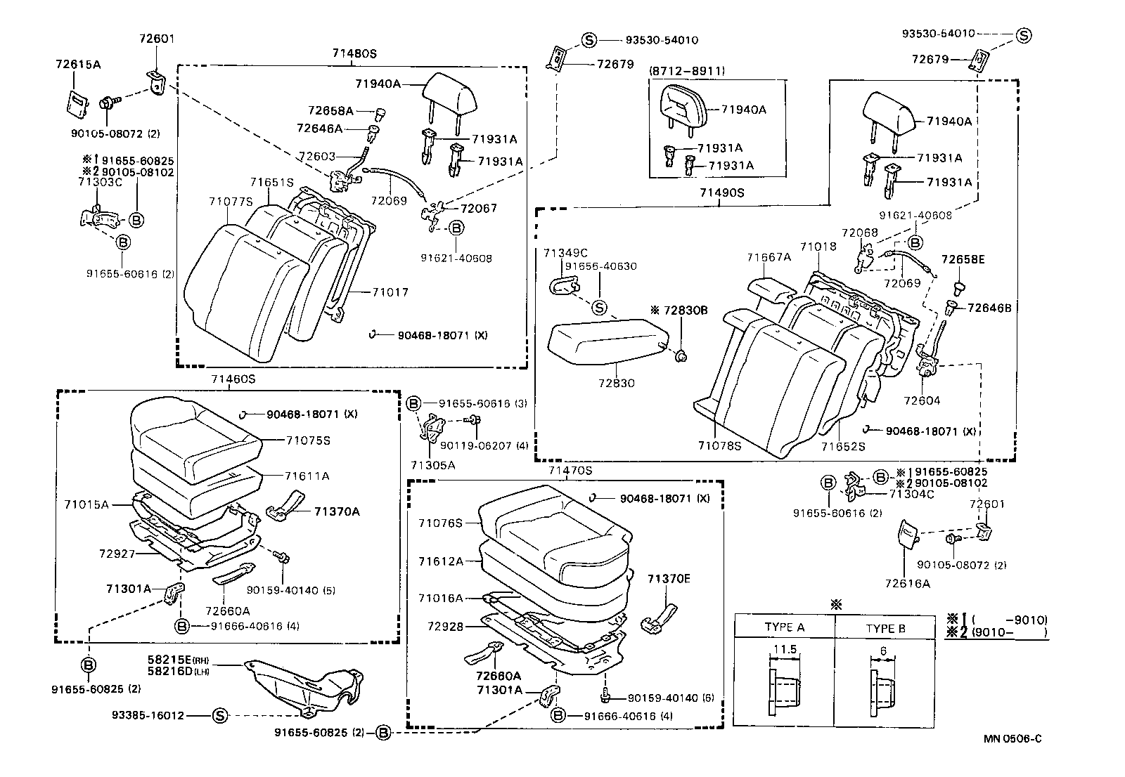 71015-20360 FRAME SUB-ASSY, REAR SEAT CUSHION, RH product image