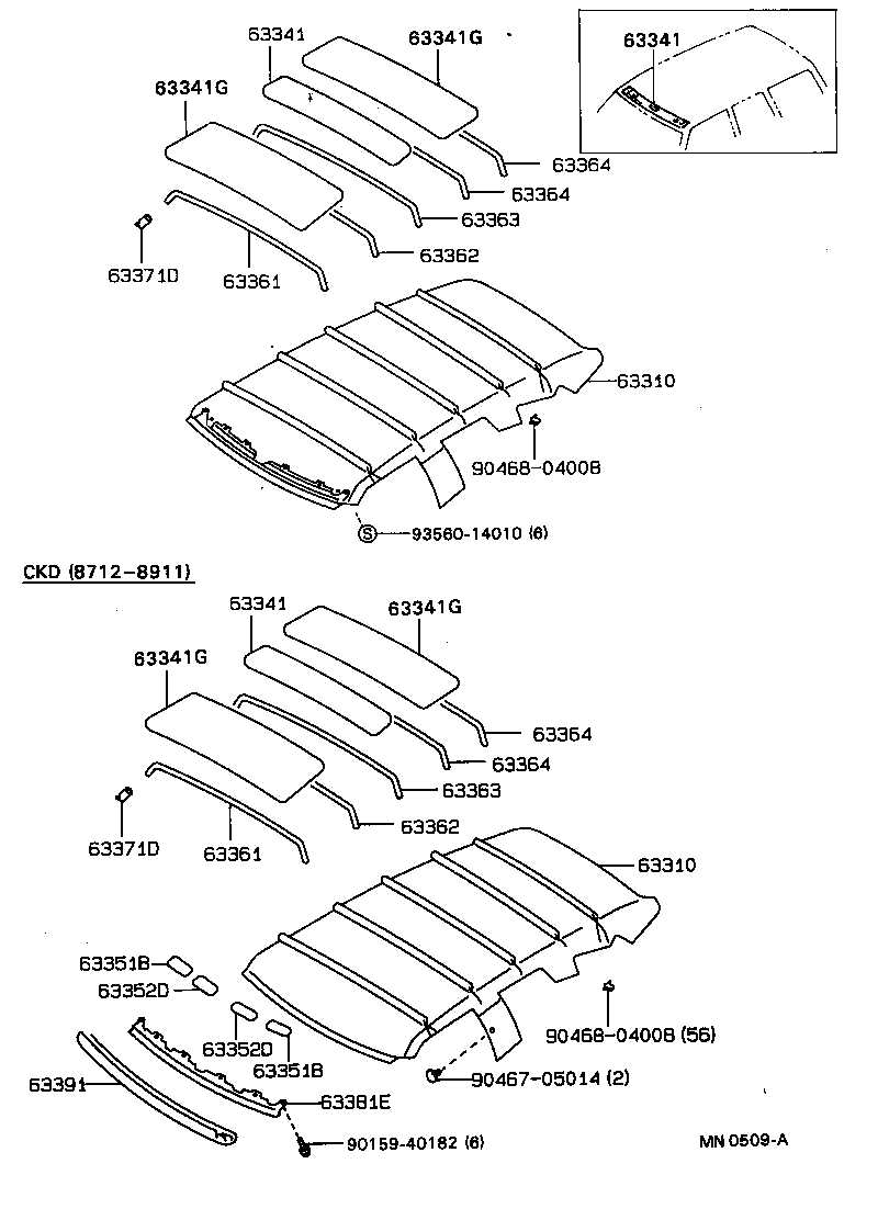 63365-20010 SUPPORT, ROOF HEADLINING, NO.5 product image