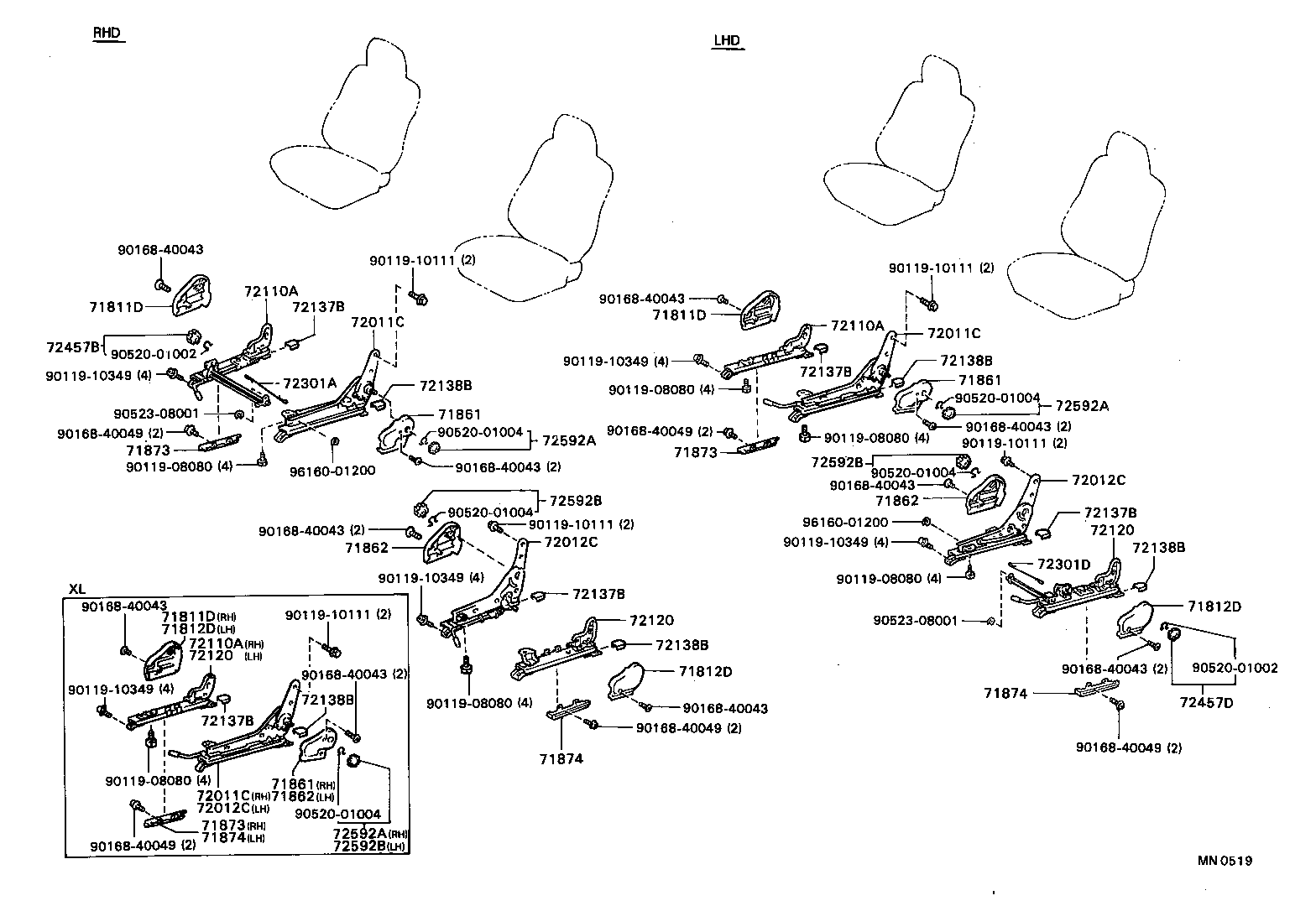 71640-20380 SPRING ASSY, FRONT SEAT BACK, RH(FOR SEPARATE TYPE) product image