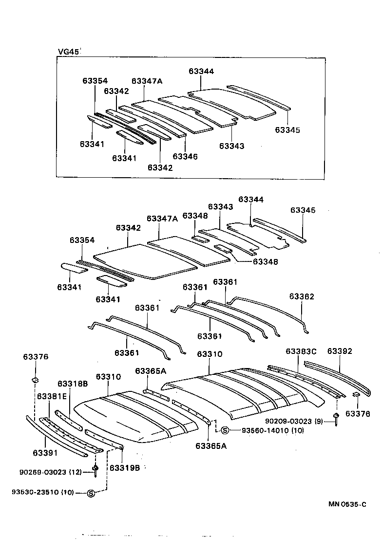 63363-91402 SUPPORT, ROOF HEADLINING, NO.1 product image