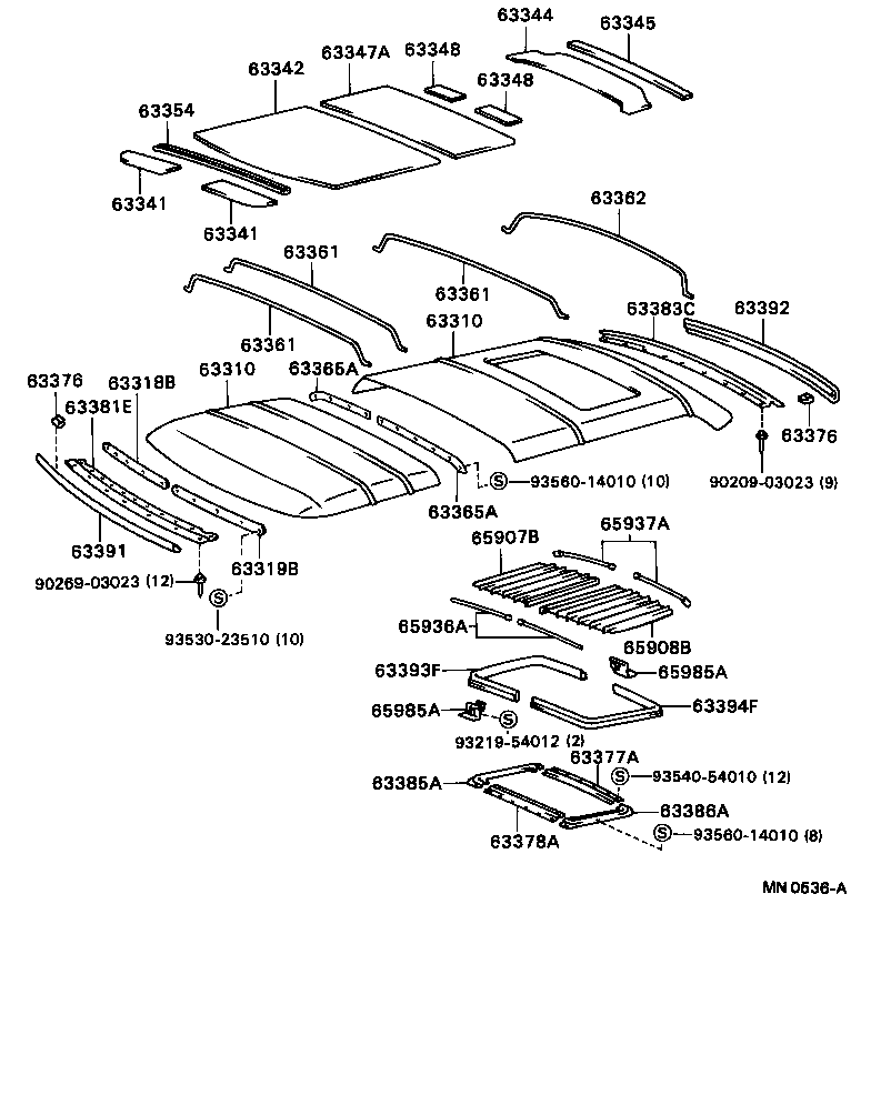 63363-91402 SUPPORT, ROOF HEADLINING, NO.1 product image