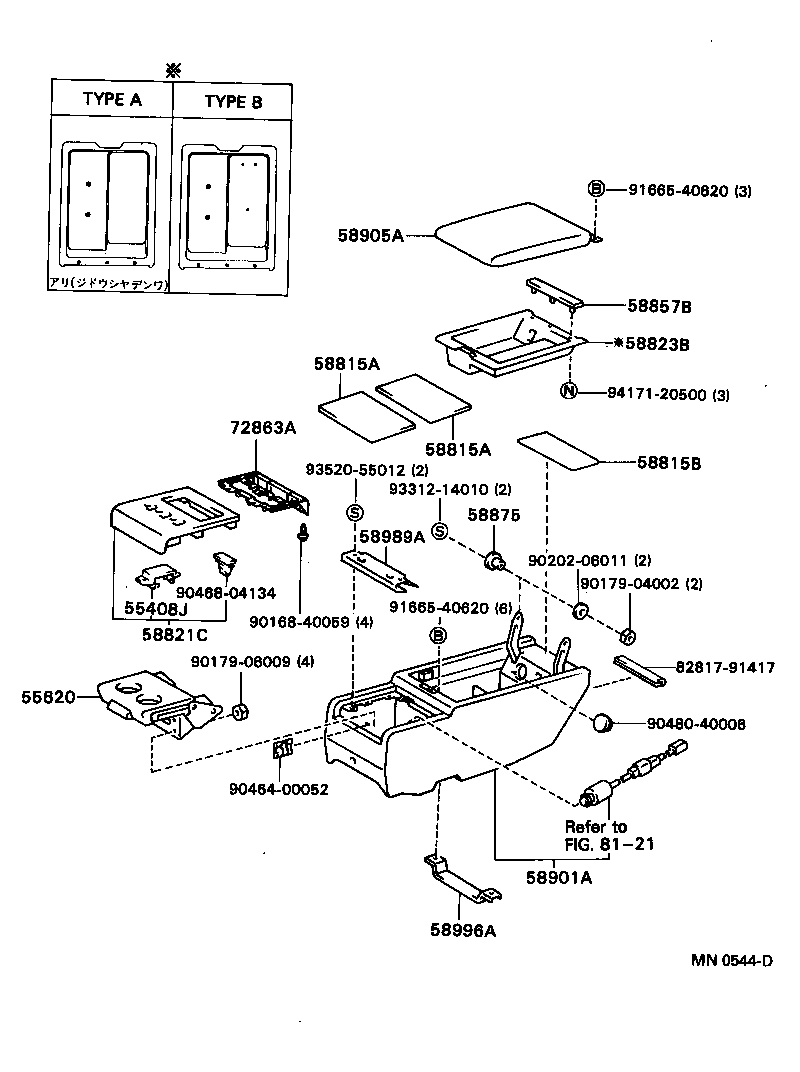 58804-91409 PANEL SUB-ASSY, CONSOLE, UPPER product image