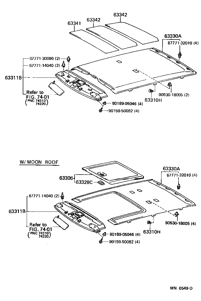 63311-50160-B0 HEADLINING, ROOF, FRONT product image
