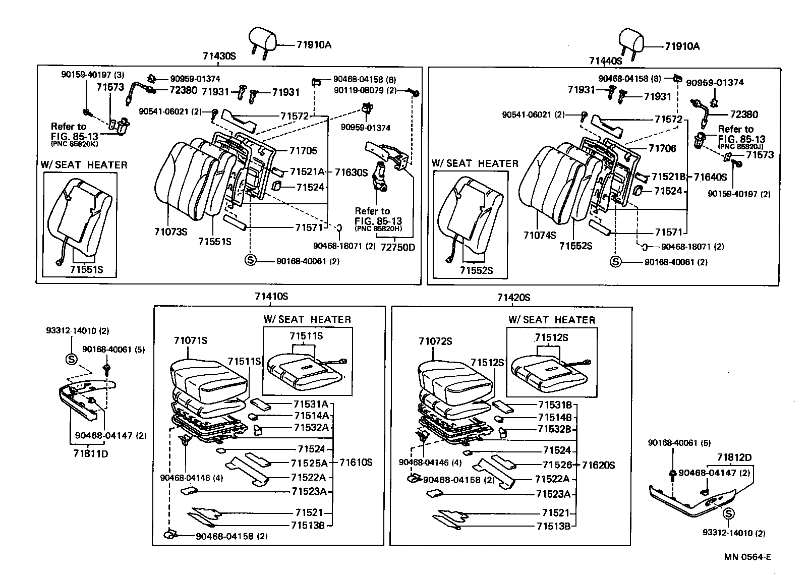 71630-50100 SPRING ASSY, FRONT SEAT BACK, RH(FOR SEPARATE TYPE) product image
