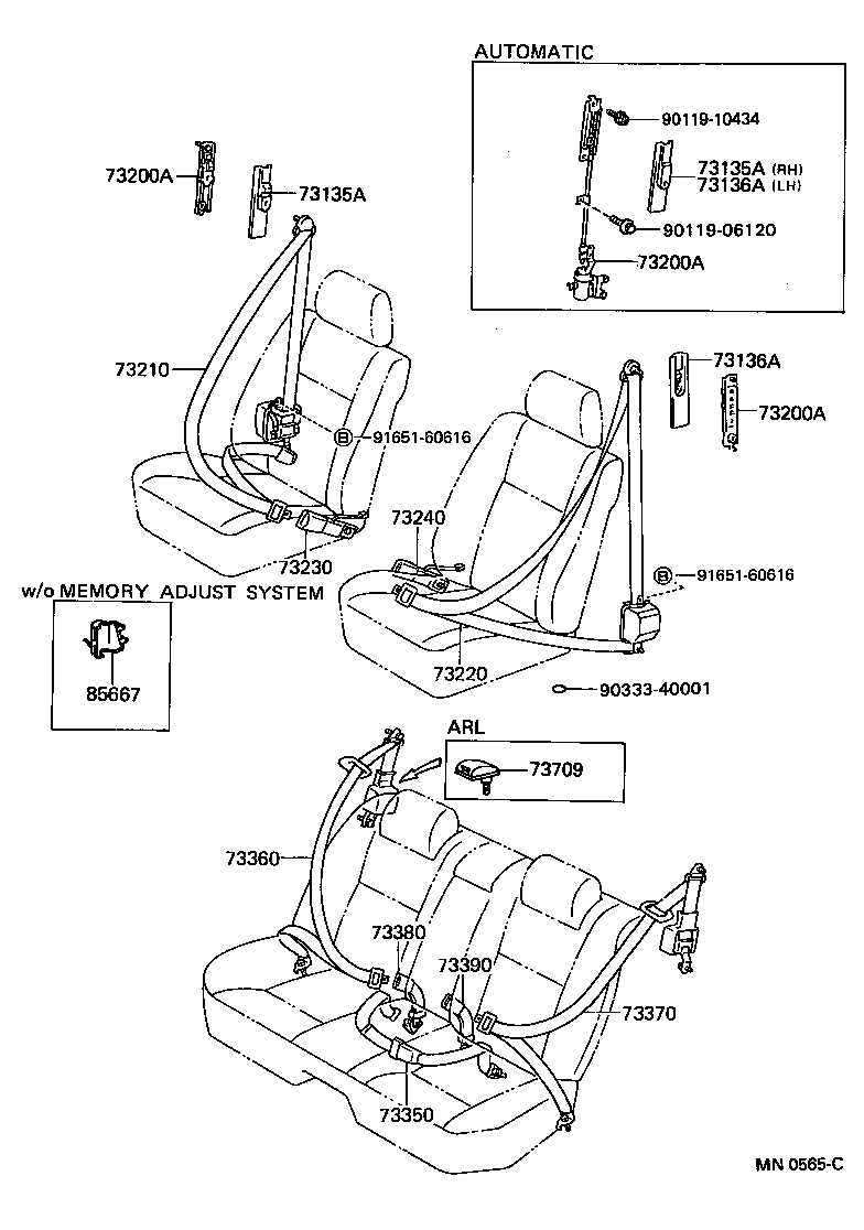 73290-50011 ADJUSTER ASSY, FRONT SHOULDER BELT ANCHOR product image