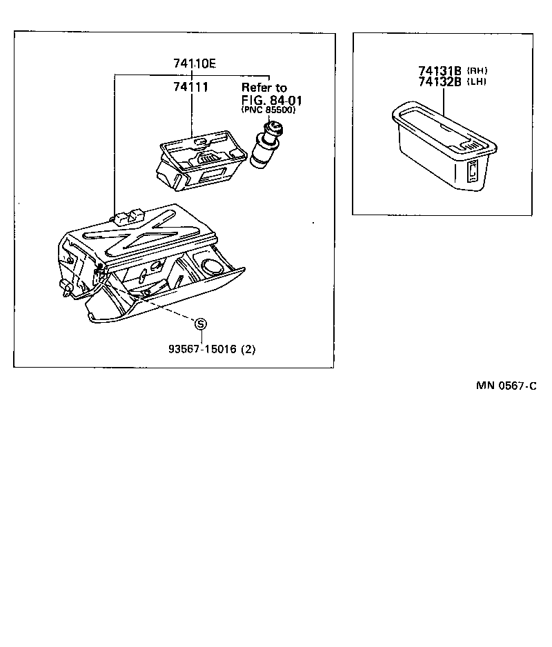 74110-50021 RECEPTACLE ASSY, FRONT ASH product image