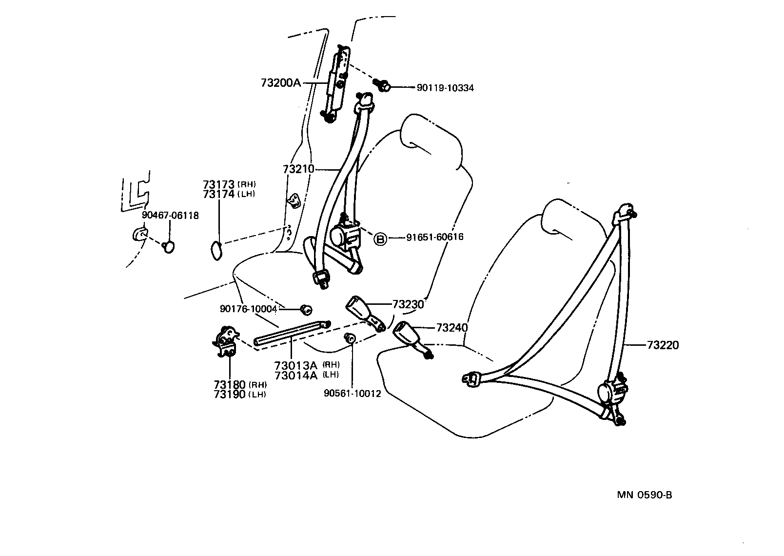 73012-17020 BRACKET ASSY, SEAT BELT INNER ANCHOR, LH product image