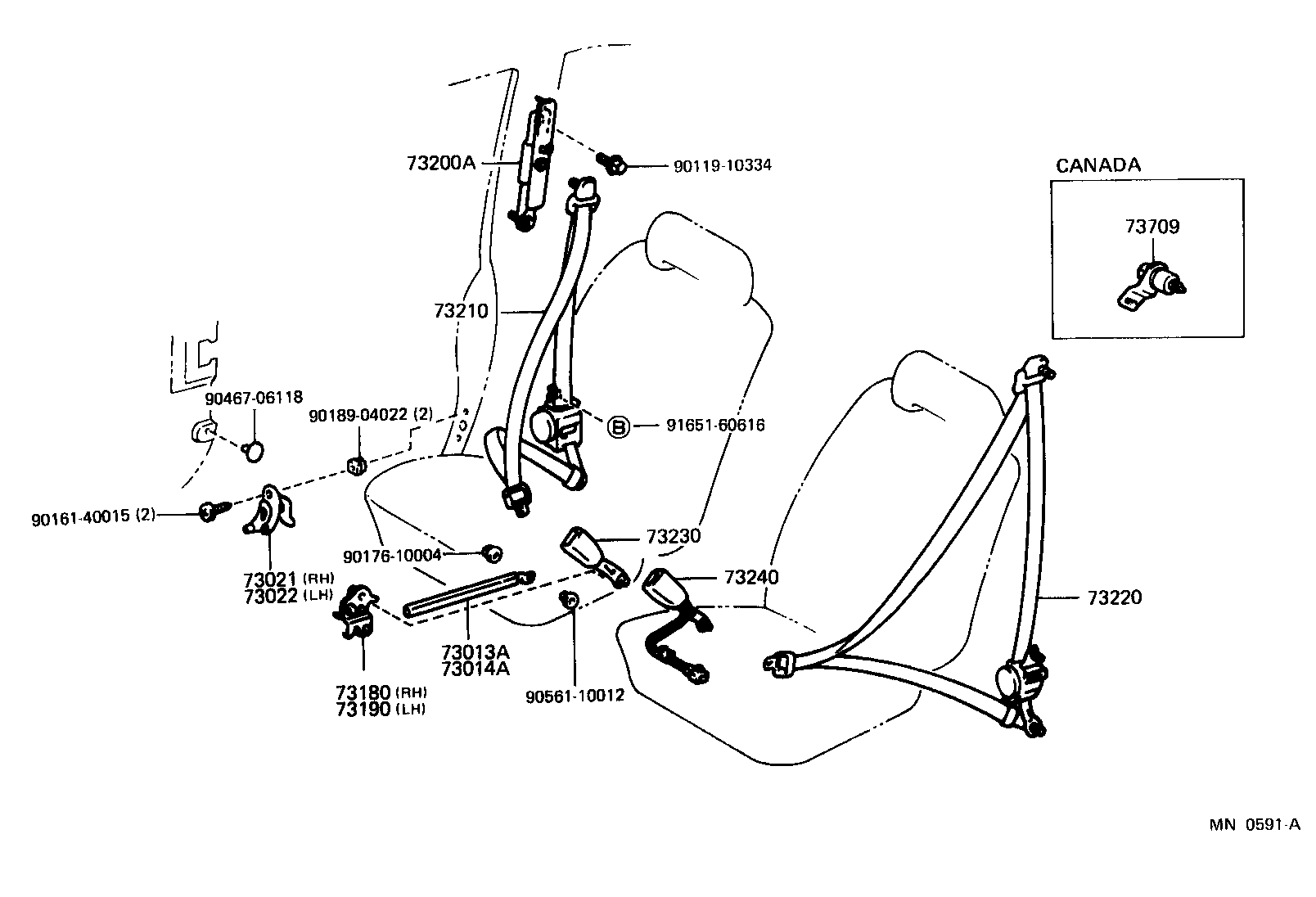 Toyota 73220-17111-C0 BELT ASSY, FRONT SEAT OUTER, LH