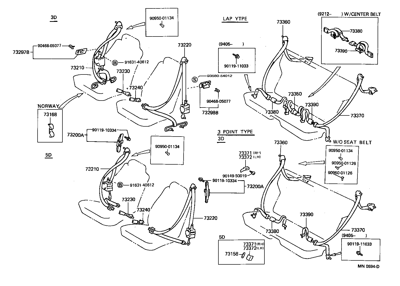 73230-10191-P0 BELT ASSY, FRONT SEAT INNER, RH product image