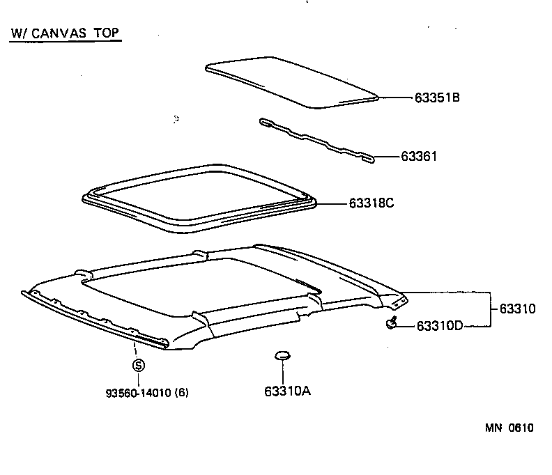 63361-10110 SUPPORT, ROOF HEADLINING, NO.1 product image