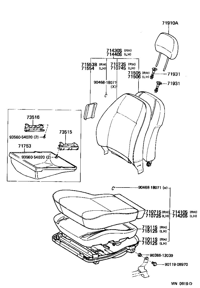 71012-10110 FRAME SUB-ASSY, FRONT SEAT CUSHION, LH product image