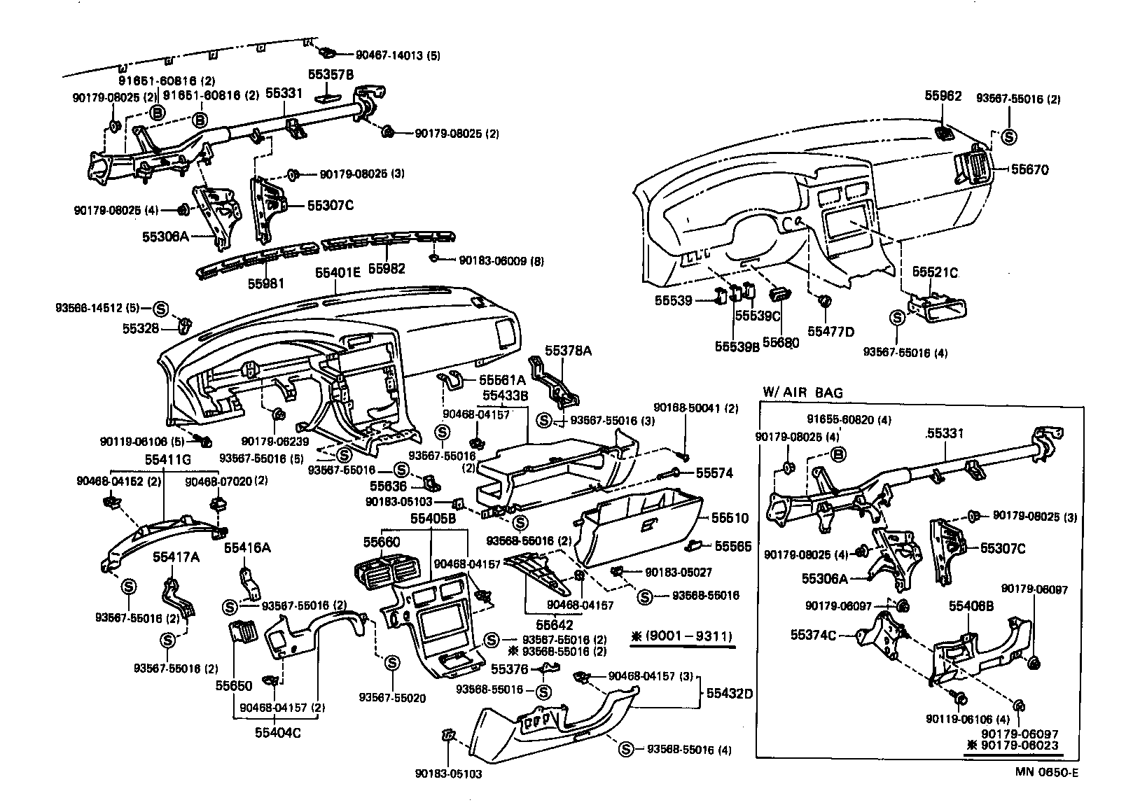 Toyota 55981-17020-04 GARNISH, DEFROSTER NOZZLE, NO.1