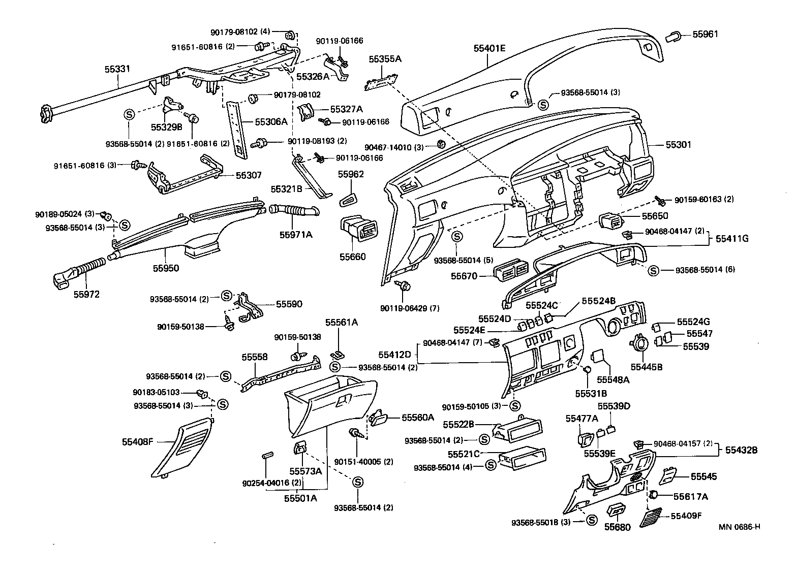 55561-60020 STRIKER, GLOVE COMPARTMENT DOOR LOCK product image