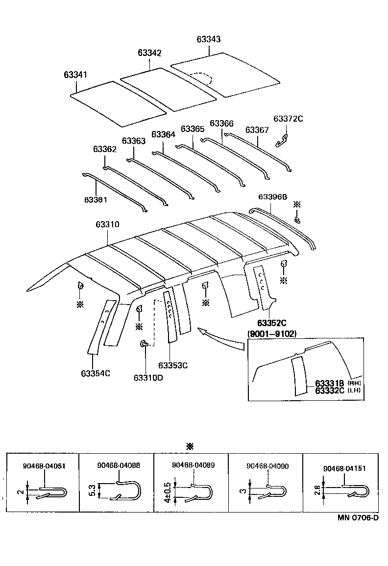 Toyota 63311-60320-B0 HEADLINING ASSY, ROOF