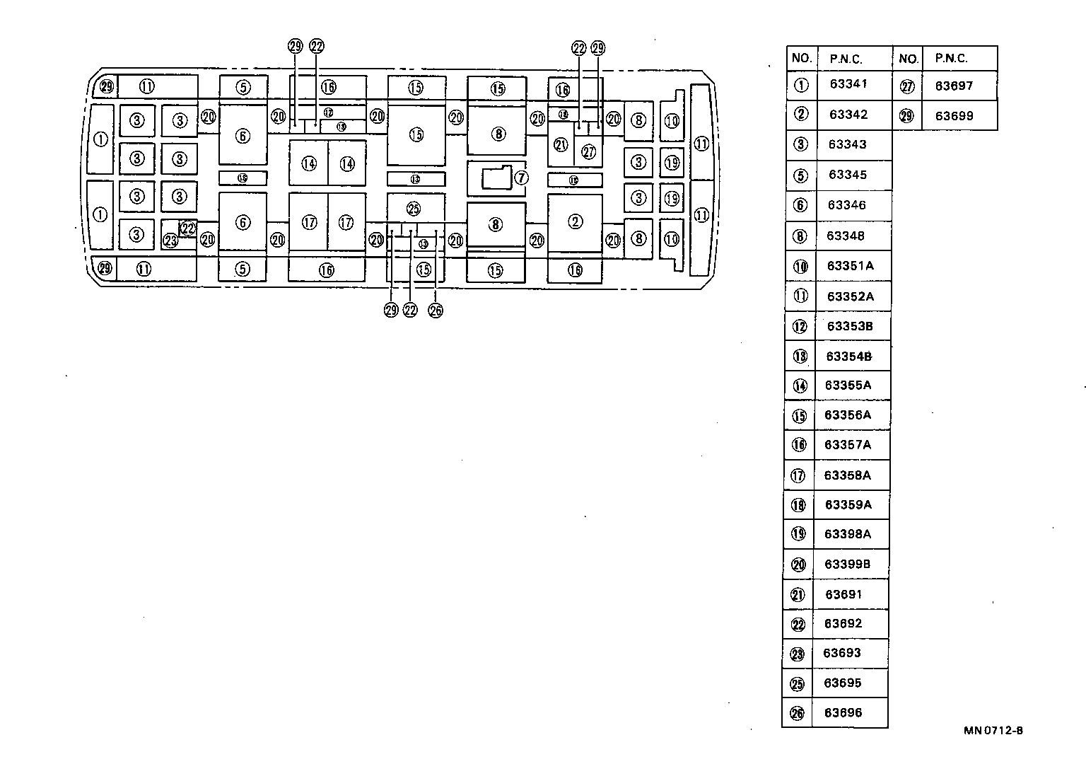 63363-90B08 SUPPORT, ROOF HEADLINING, NO.3 product image