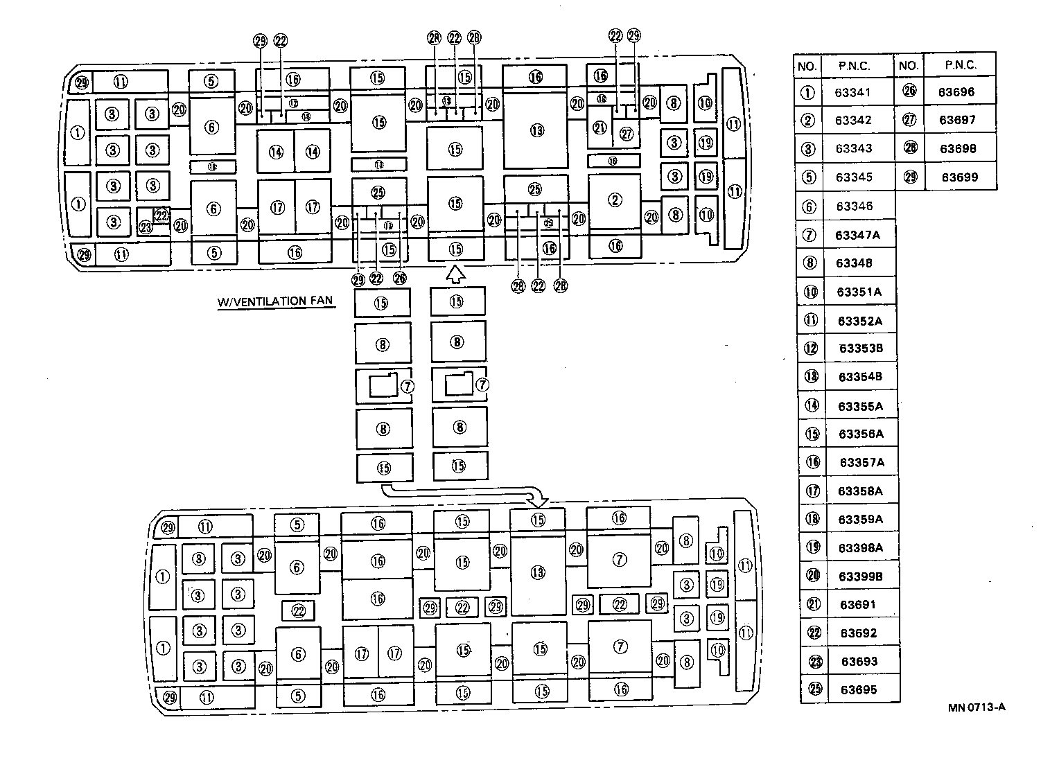 63363-90B08 SUPPORT, ROOF HEADLINING, NO.3 product image