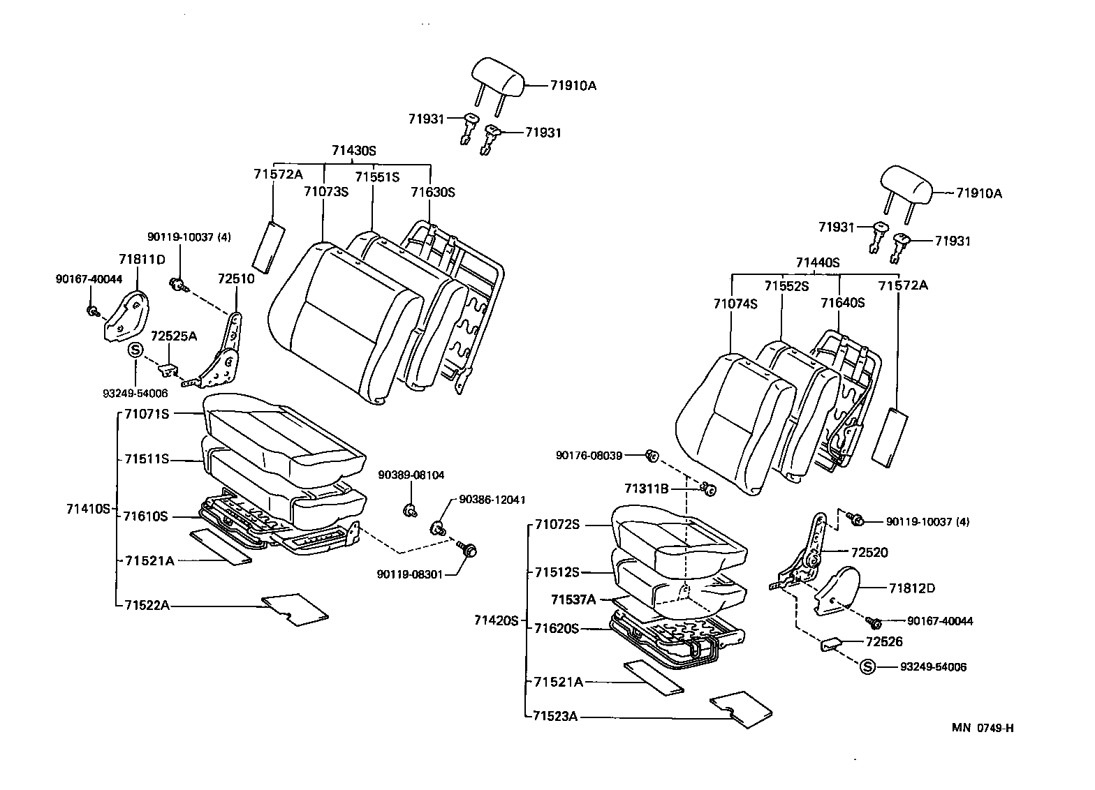 71630-60041 SPRING ASSY, FRONT SEAT BACK, RH(FOR SEPARATE TYPE) product image