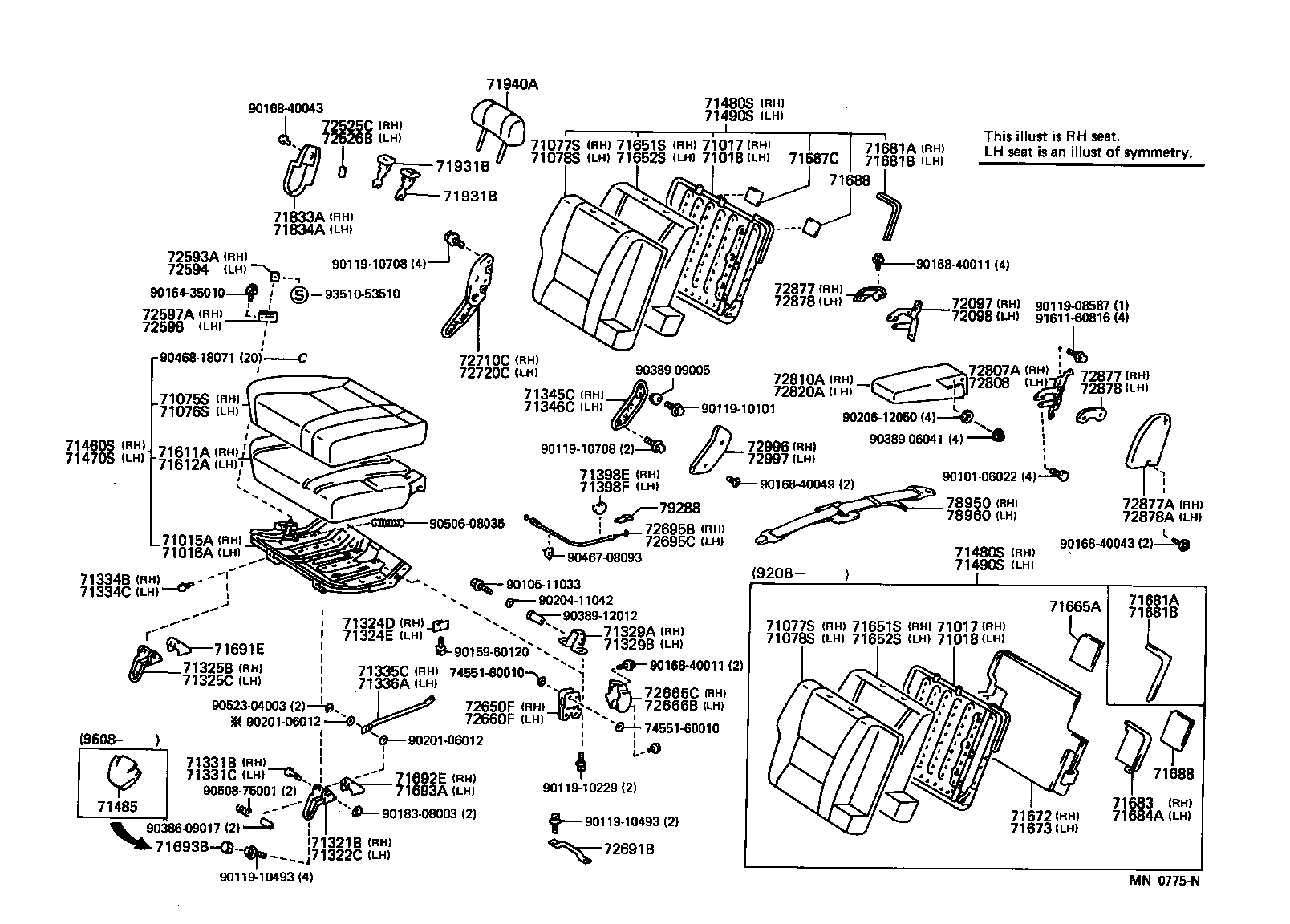 71017-60060 FRAME SUB-ASSY, REAR SEAT BACK, RH product image