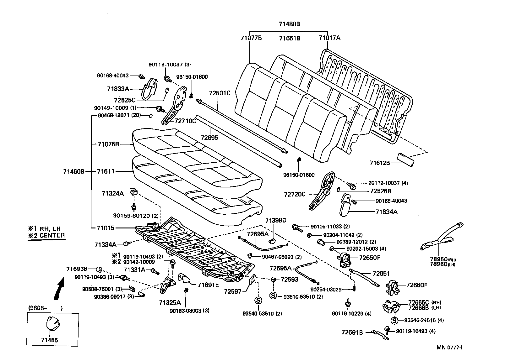 71017-60140 FRAME SUB-ASSY, REAR SEAT BACK, RH product image