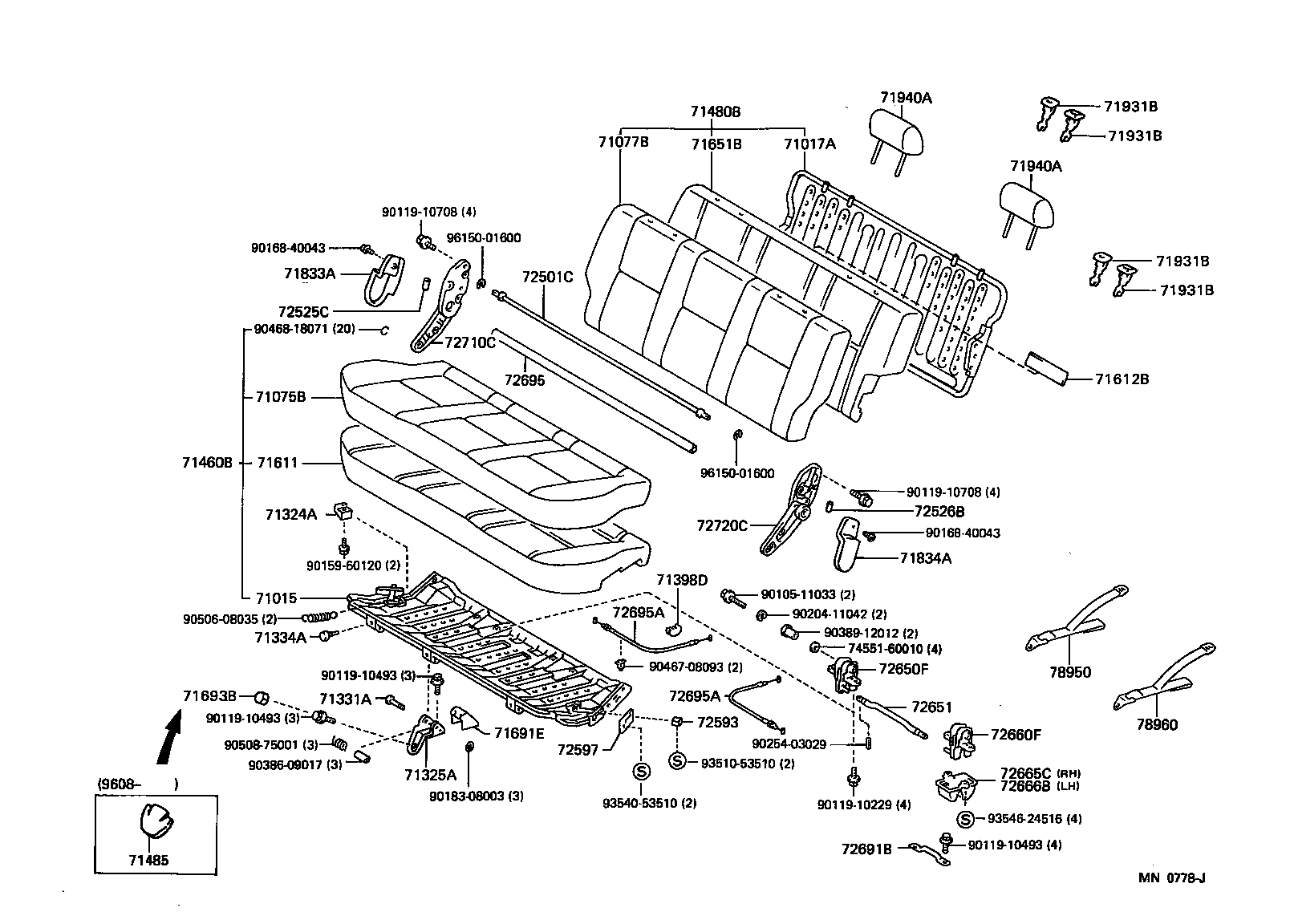 71630-60041 SPRING ASSY, FRONT SEAT BACK, RH(FOR SEPARATE TYPE) product image