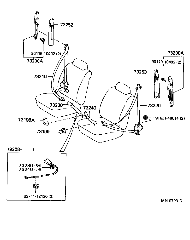 73330-60040-06 BELT ASSY, REAR SEAT LAP TYPE, RH product image